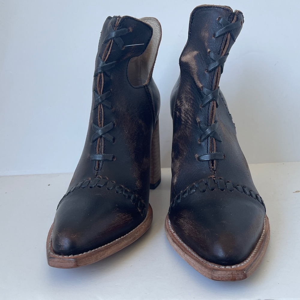 Freebird by Steven Jameson Leather Booties Black Chunky Heel Size 10 NWOB - Picture 5 of 10